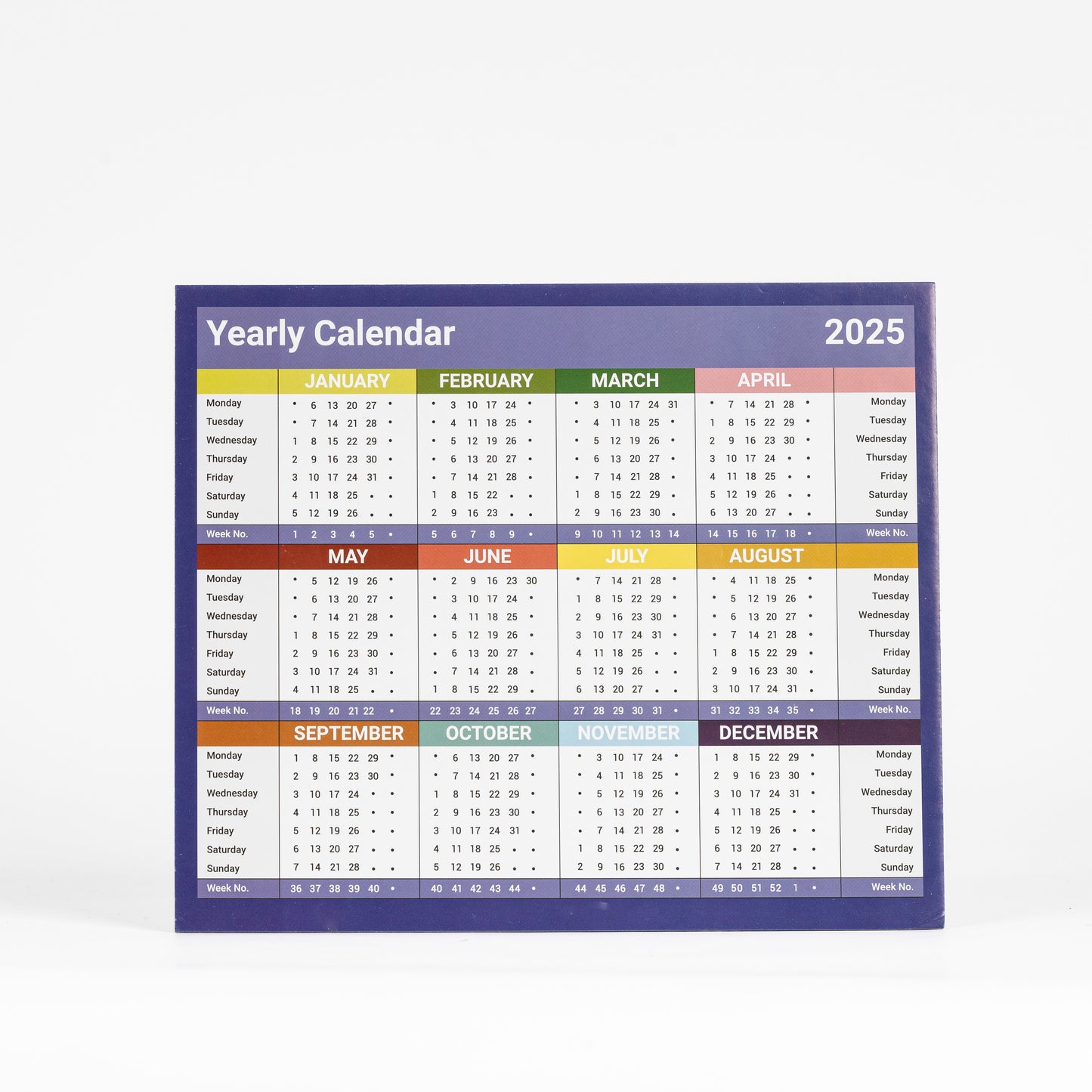 2025 Year To View Stand Up Desk Office Top Calendar Planner 24cm x 20cm