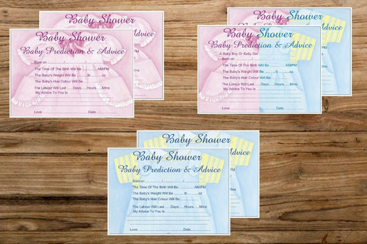 Baby Shower Prediction Advice Game Pack of 12 sheets Boys Girls Or Unisex Etsy