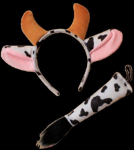 Cow Ears & Tail Set Headband Fancy Dress Costume Accessory One size fits all Etsy