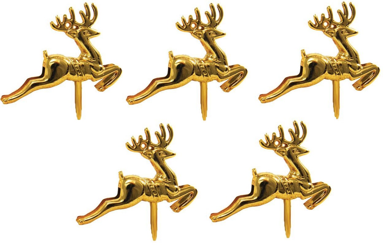Mini Reindeer gold silver Christmas Cake topper Decorations yule log cupcake toppers