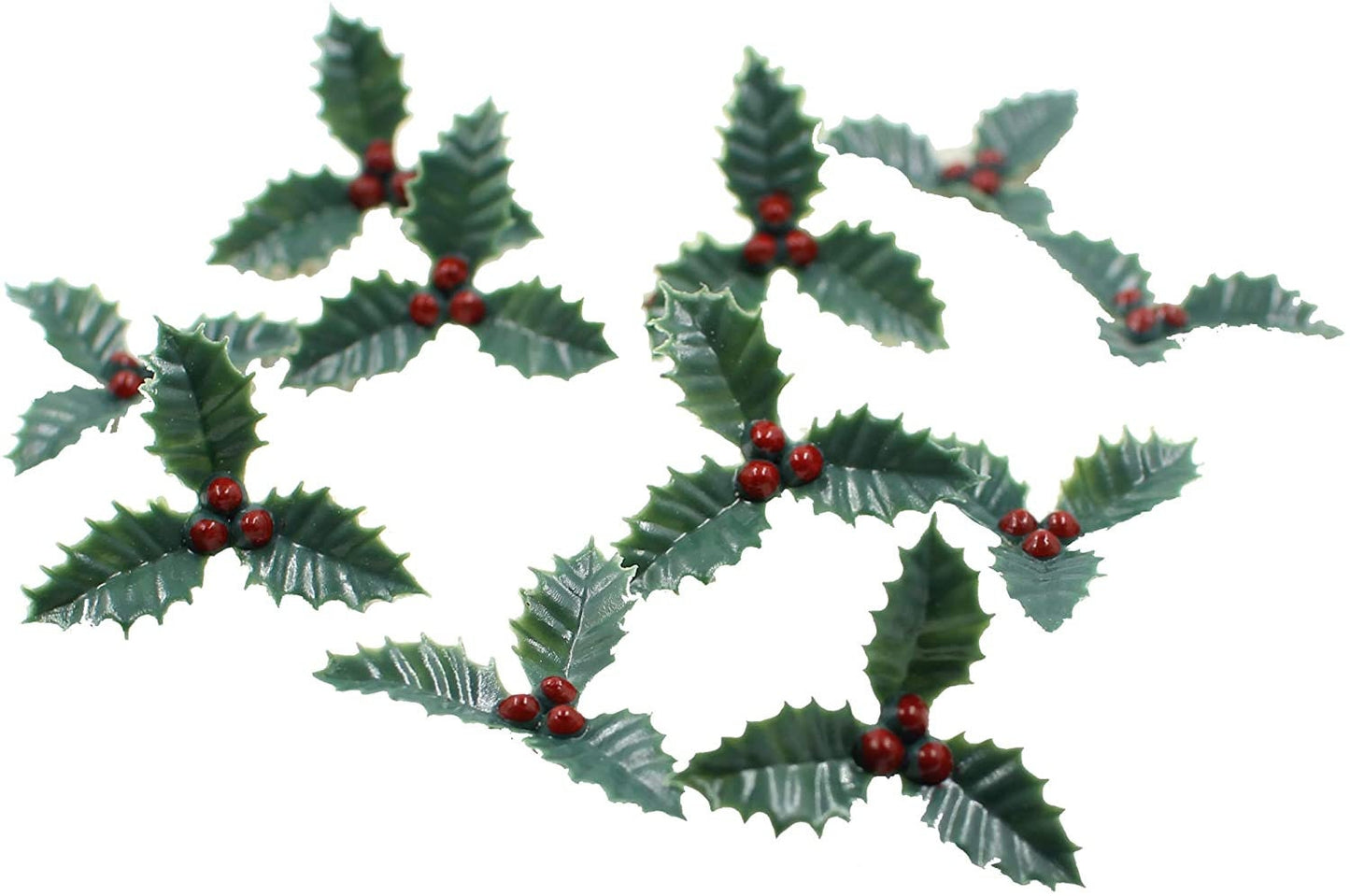 Plastic Holly Leaf Cake Decoration: Christmas Cupcake Topper (37mm, 20pc)