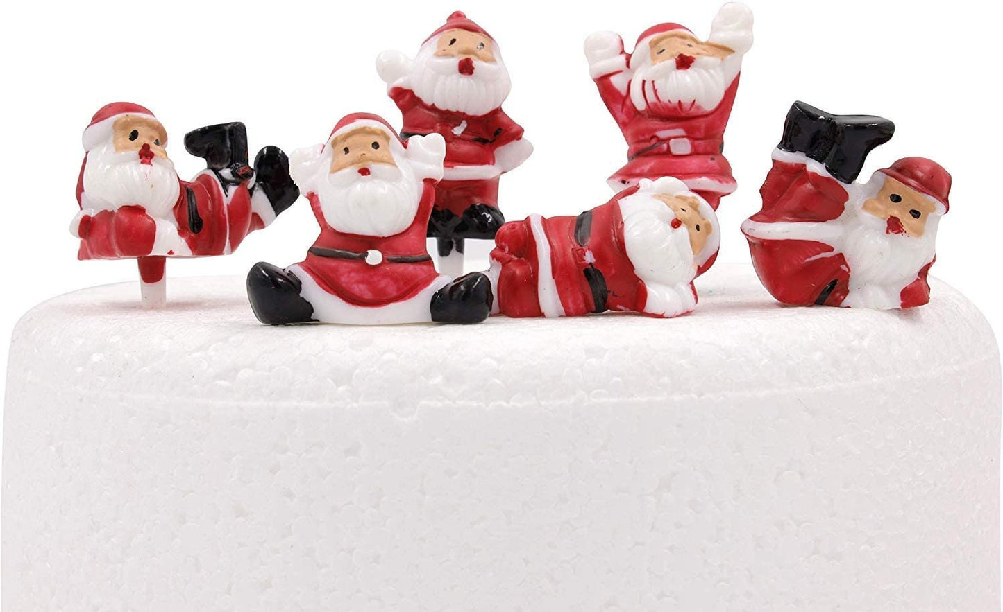 Tumbling Santa Cake Toppers: Christmas Party Decorations (6 pc)