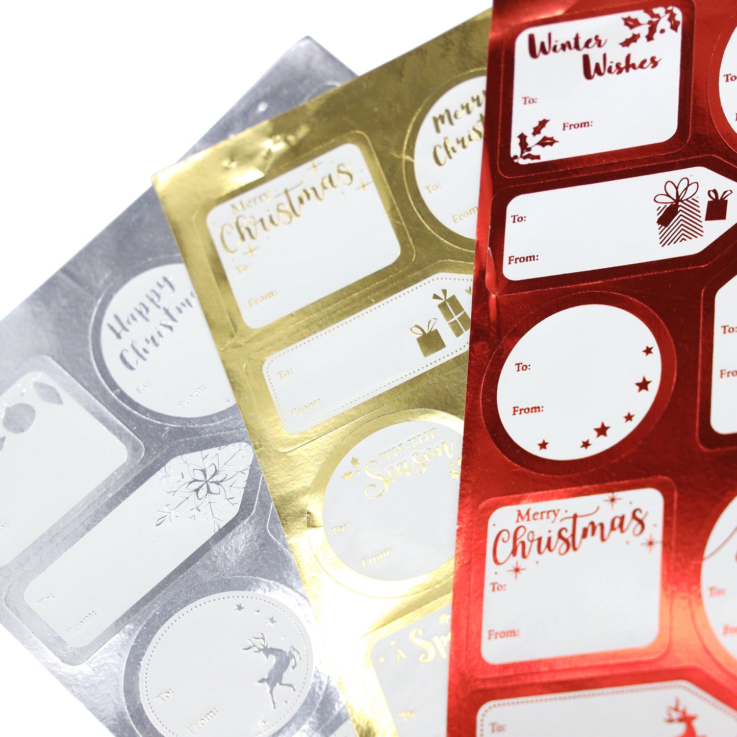 Christmas sticker label gift tag Foil Gold | Silver | Red Labels Christmas Tags Name Xmas Present