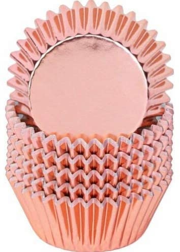 50 Mini Cupcake Cases Baking Muffin Cake Petits Fours Rose Gold FOIL