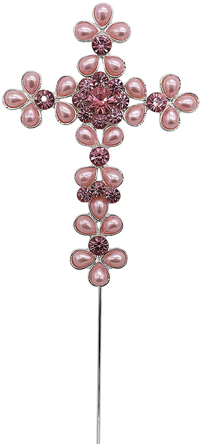 Holy Cross Cake Topper: Blue Pearl Diamante Christening Decoration