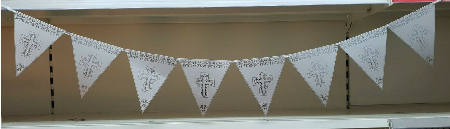 First Holy Communion Bunting 8 FLAG pink gold silver Garland Party ware Banner Decorations Keechi & co.
