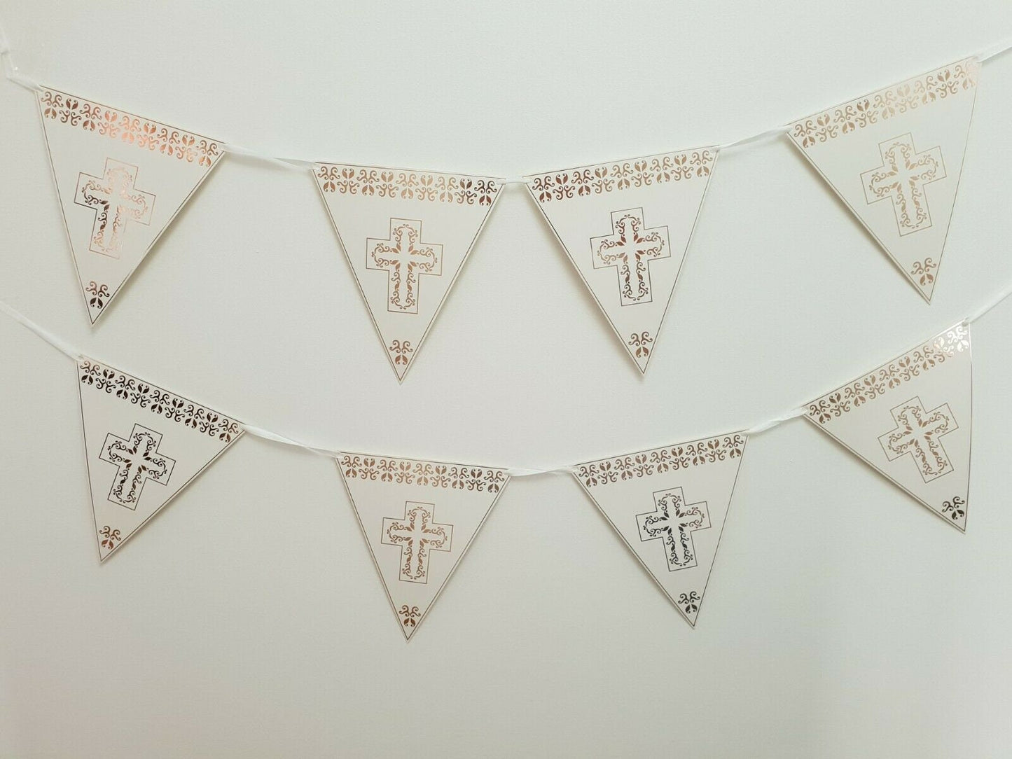 First Holy Communion Bunting 8 FLAG pink gold silver Garland Party ware Banner Decorations Keechi & co.
