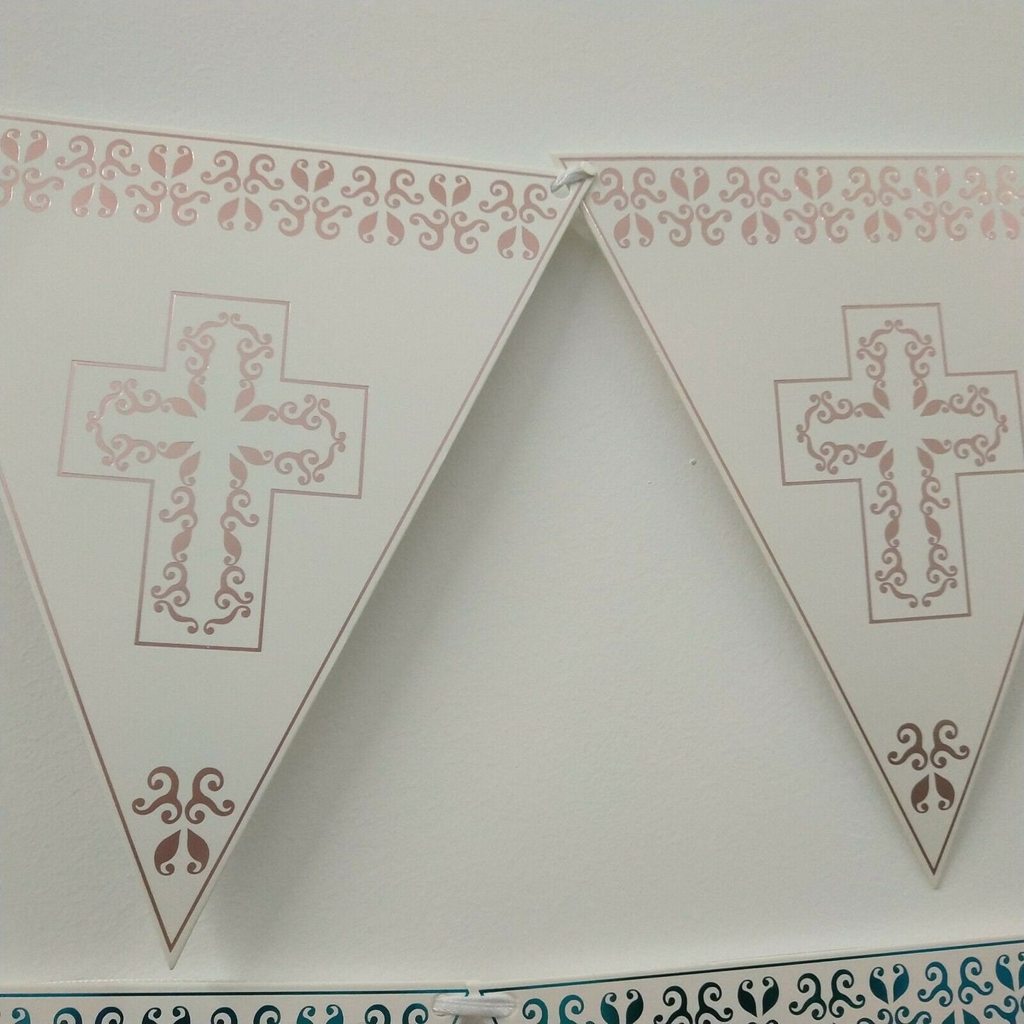 First Holy Communion Bunting 8 FLAG pink gold silver Garland Party ware Banner Decorations Keechi & co.
