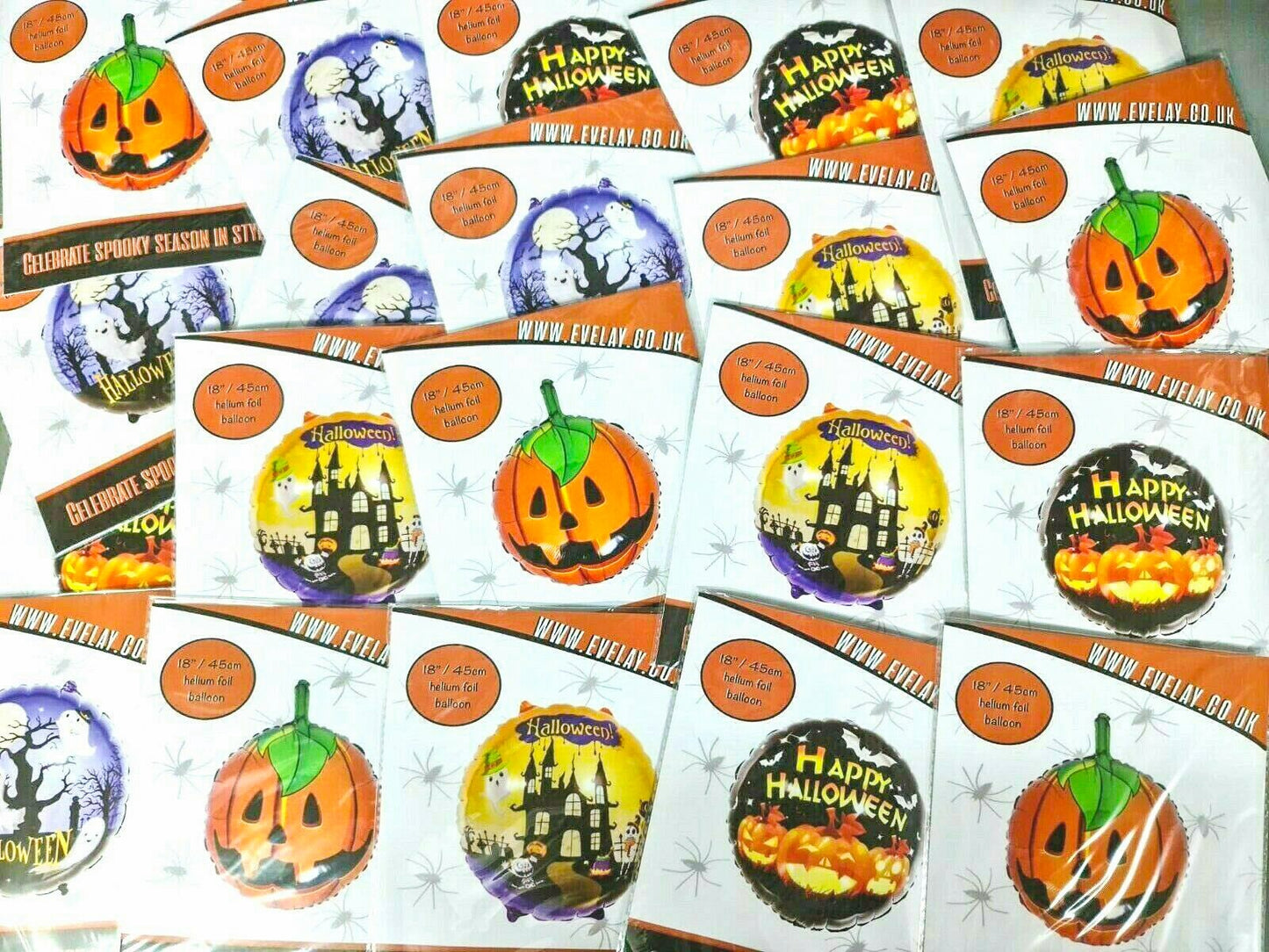 Halloween Foil Party Balloon Helium Round Helium Party Balloon job lot MIXED HALLOWEEN 20 x 18" Keechi & co.