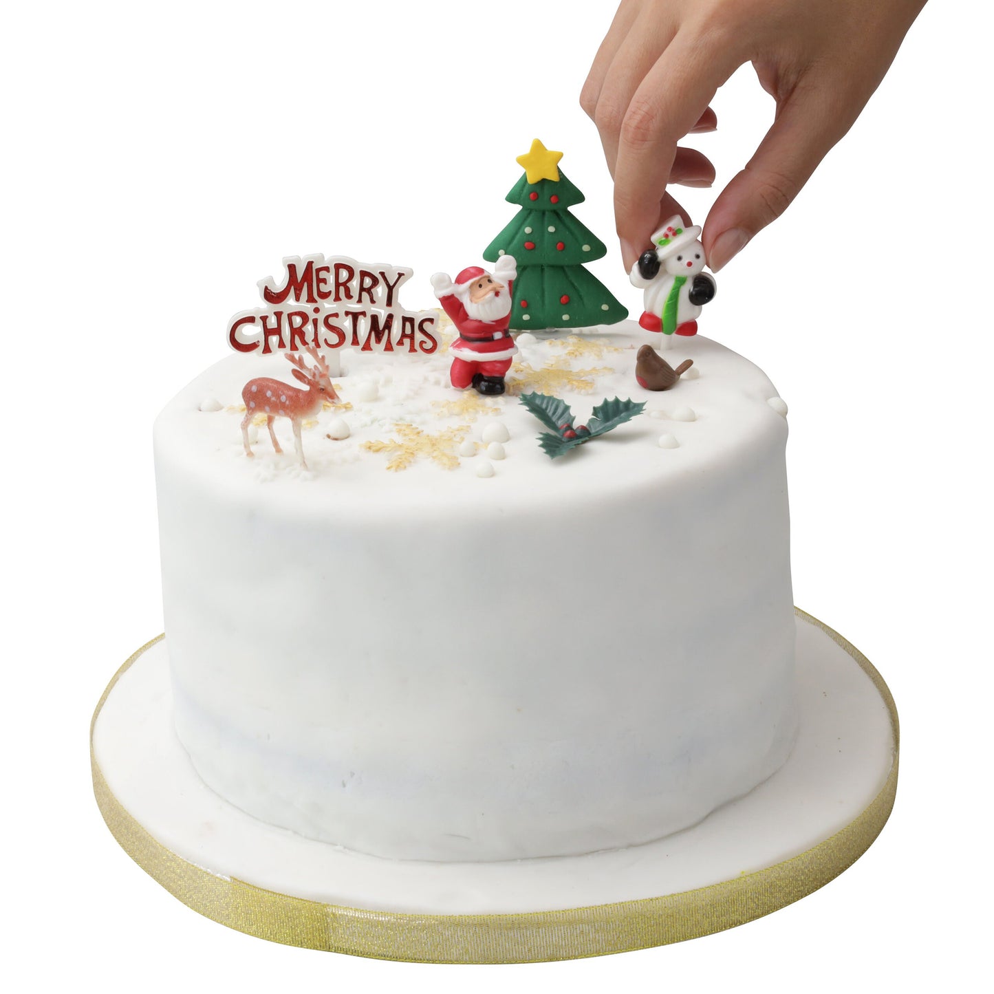 Merry Christmas Cake topper Decorations yule log cupcake toppers 7 piece SET