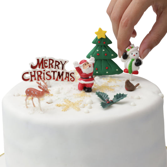 Merry Christmas Cake topper Decorations yule log cupcake toppers 7 piece SET Etsy