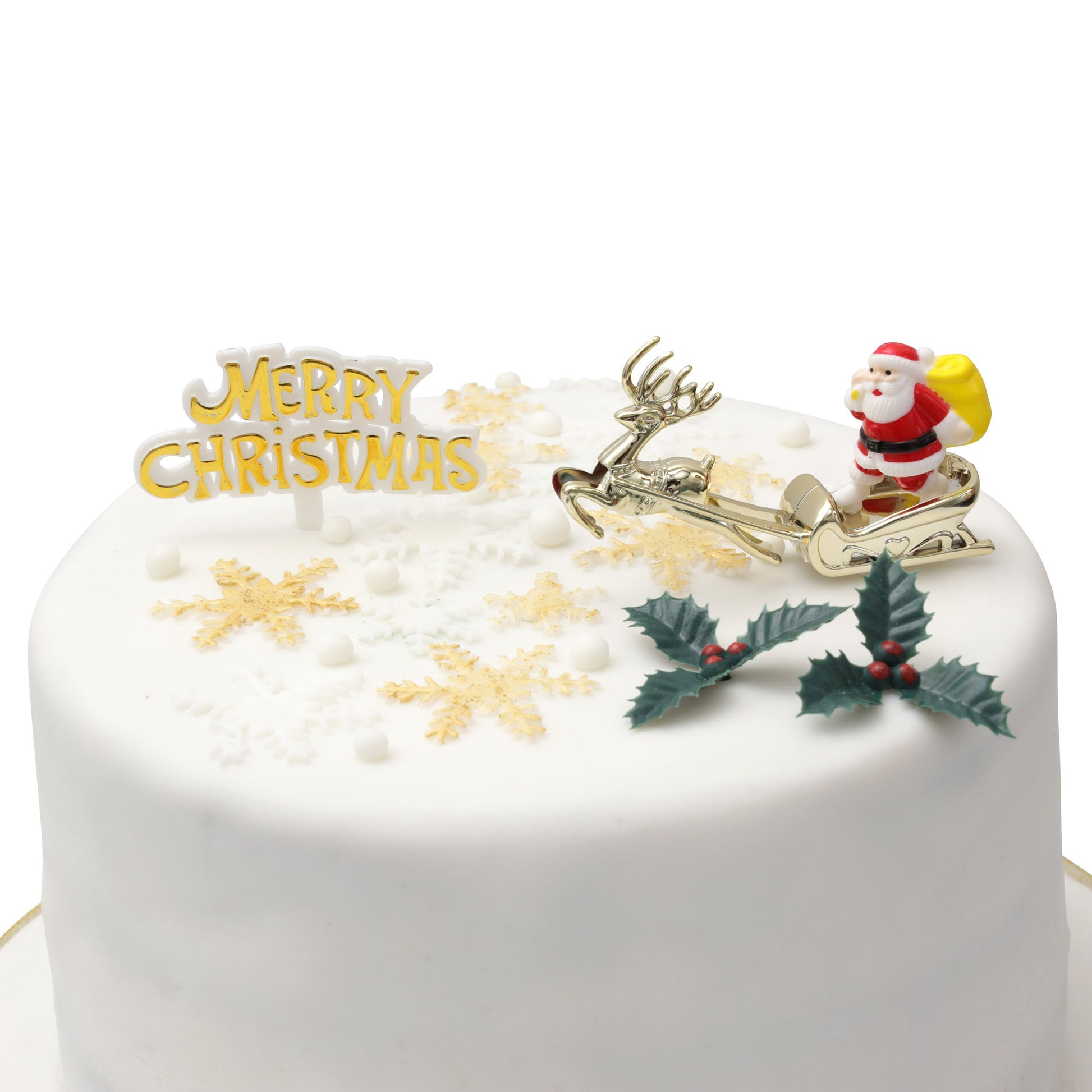 Christmas Cake Topper Set: Santa, Sleigh, Holly (4 Piece) Etsy