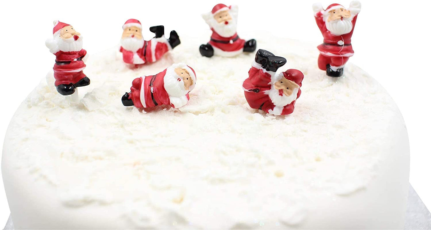 Tumbling Santa Cake Toppers: Christmas Party Decorations (6 pc)