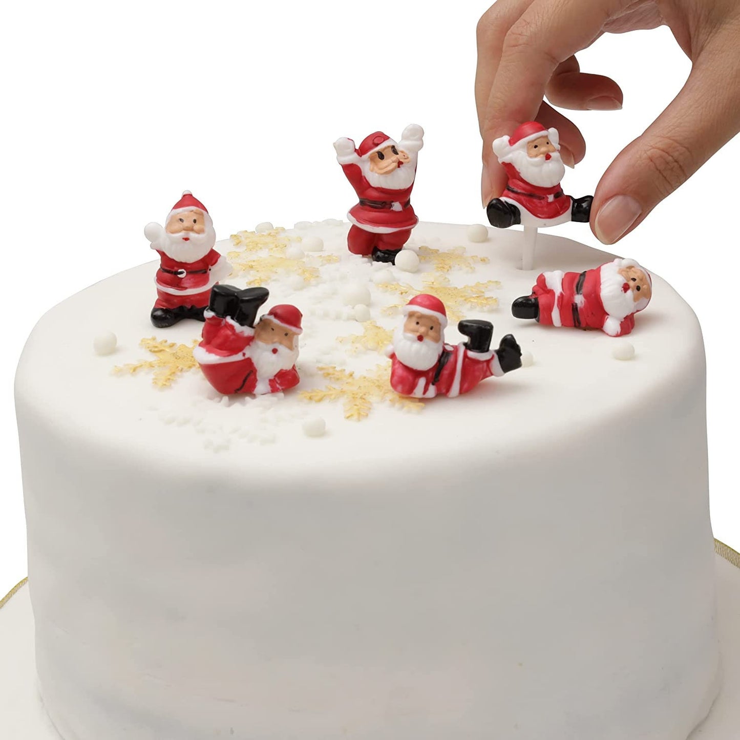 Tumbling Santa Cake Toppers: Christmas Party Decorations (6 pc)