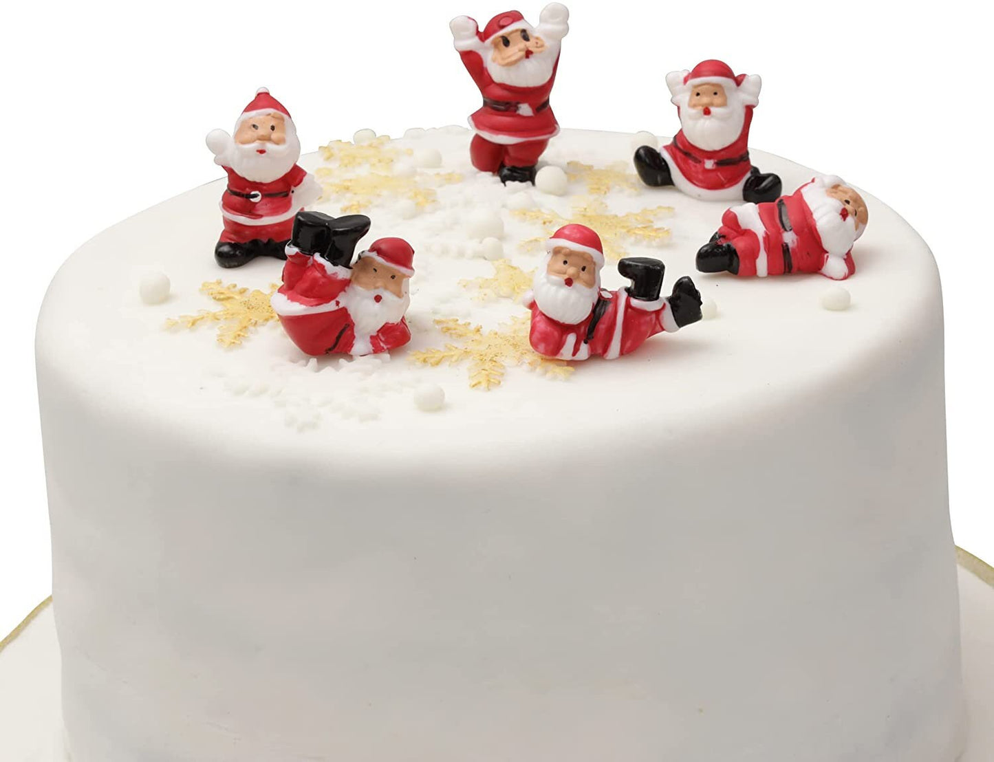 Tumbling Santa Cake Toppers: Christmas Party Decorations (6 pc)