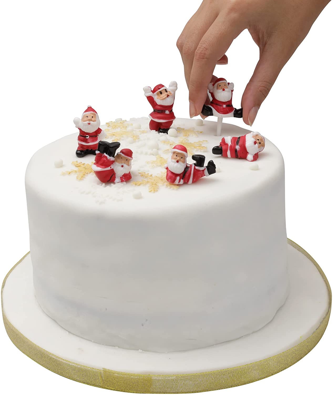 Tumbling Santa Cake Toppers: Christmas Party Decorations (6 pc)