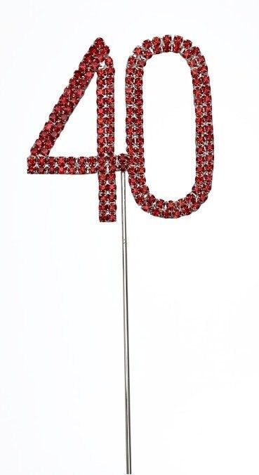 Ruby wedding anniversary cake pick topper decoration 40th Diamante sparkly Keechi & co.