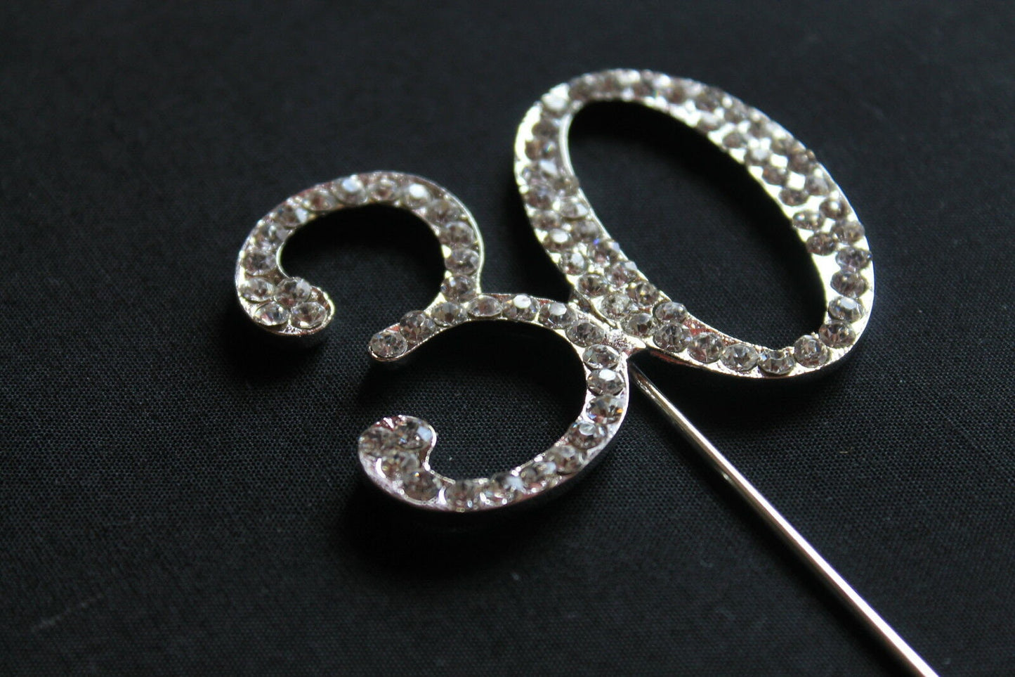 Silver Number 30 Cake Pick Topper Decoration 30th Diamante Sparkly