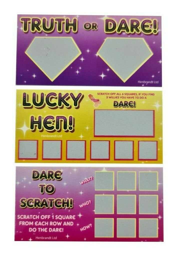 Hen Party Truth or Dare Scratch Cards: Novelty Game (3x)