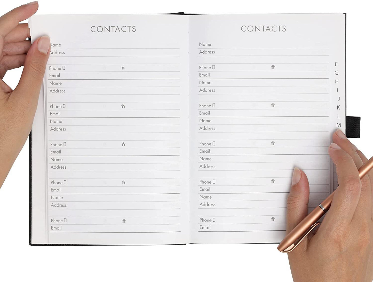Addres Book a to z A5 Satin Fabric Address & Birthdays Book Floral Design with Magnetic Closure Flower gold Keechi & co.