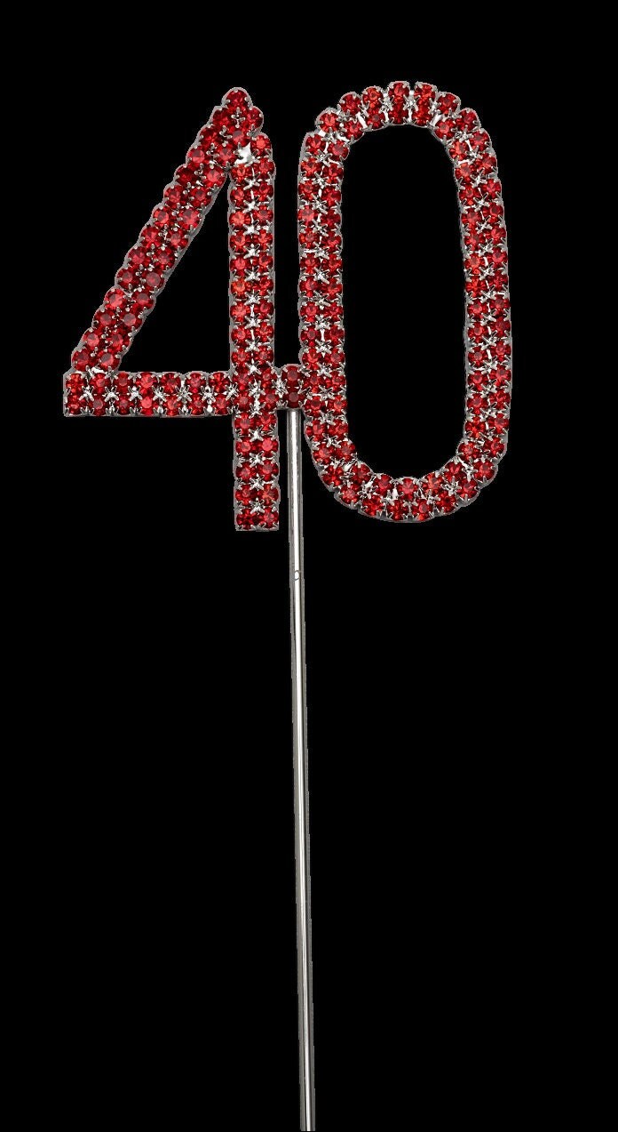 Ruby wedding anniversary cake pick topper decoration 40th Diamante sparkly Keechi & co.