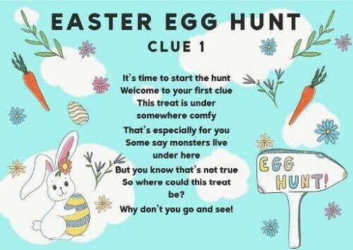 Easter Egg Hunt Indoor Clues Games Bag Basket Ideas Party Trail Set 10 Cards