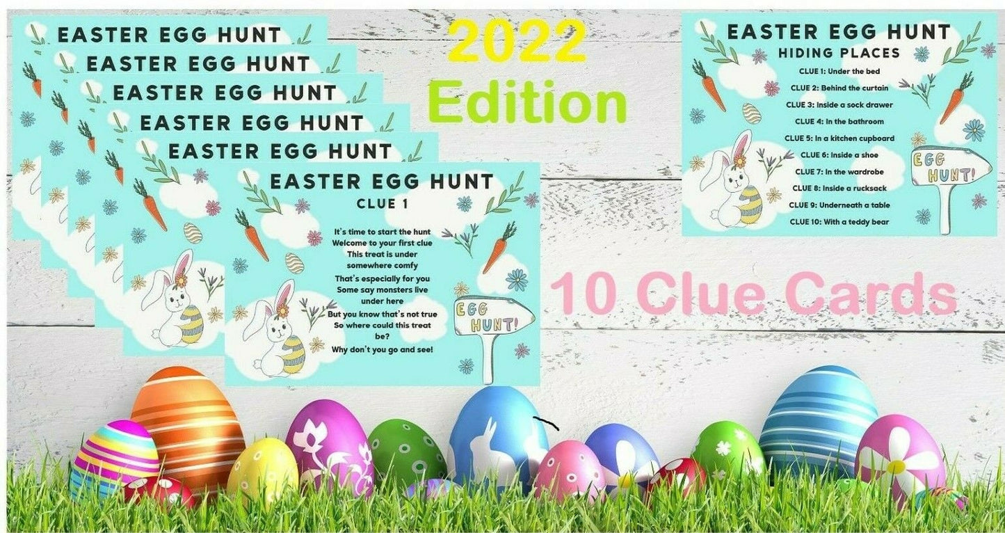 Easter Egg Hunt Indoor Clues Games Bag Basket Ideas Party Trail Set 10 Cards