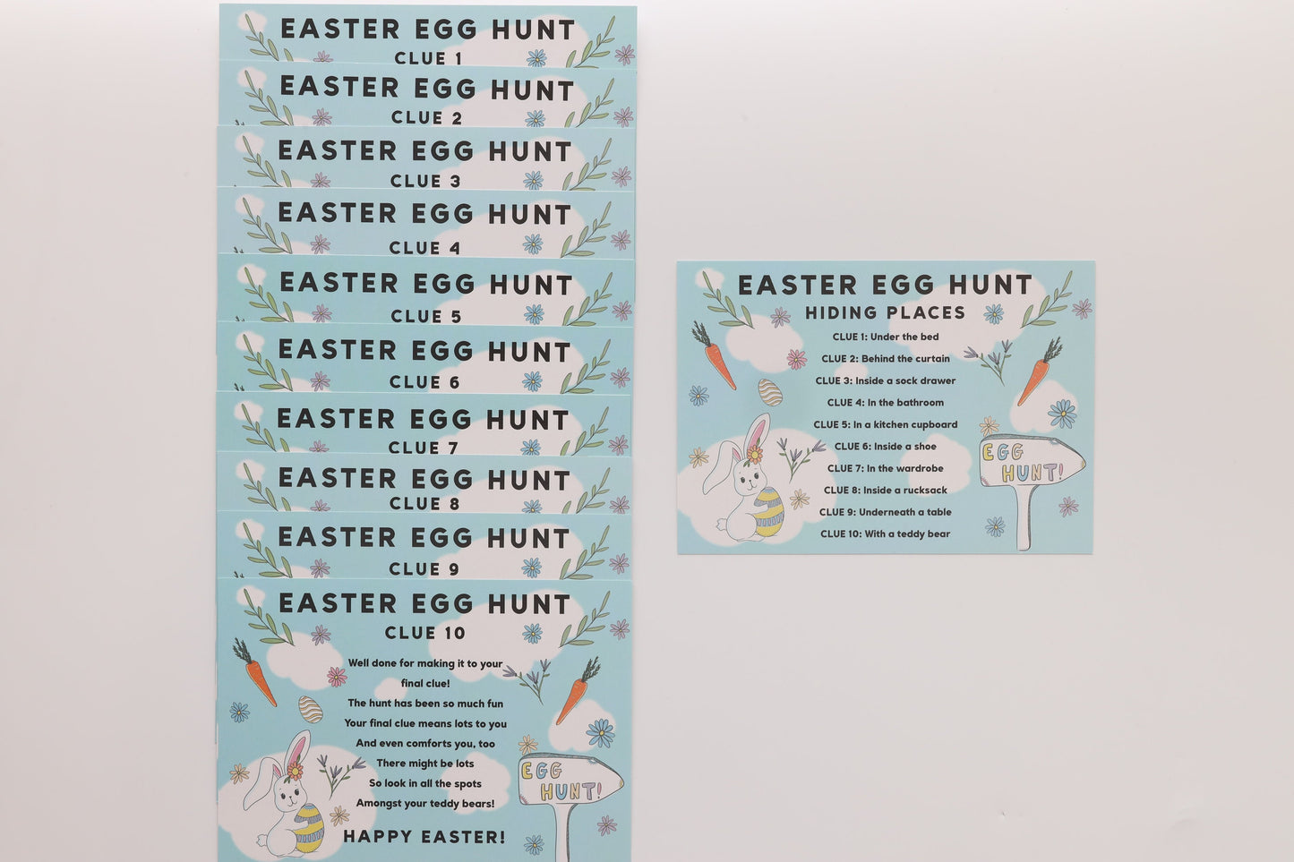 Easter Egg Hunt Indoor Clues Games Bag Basket Ideas Party Trail Set 10 Cards