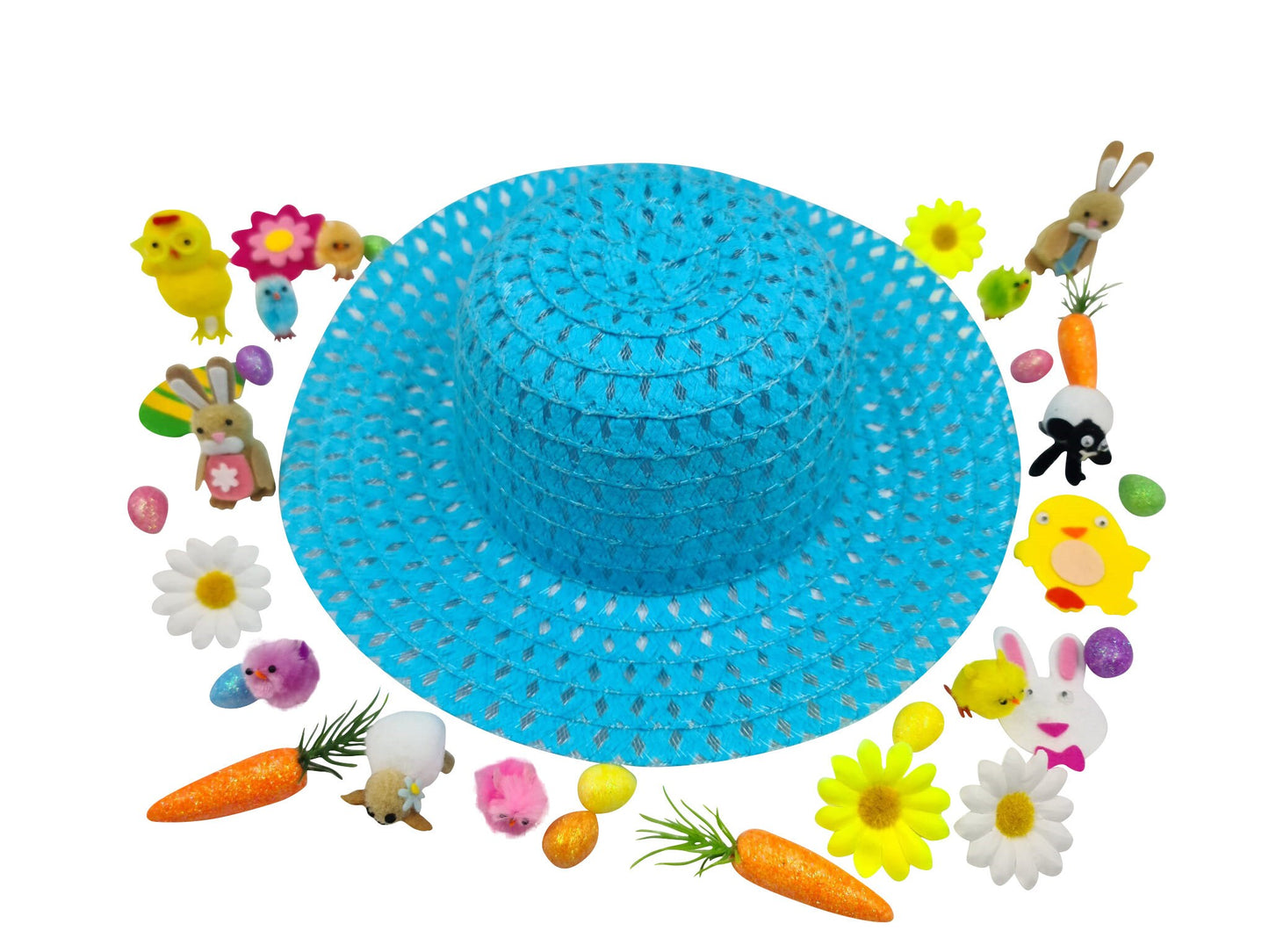 Easter Bonnet Hat Chicks Carrots Bunnies Eggs Sheep Decorations Flowers craft Keechi & co.