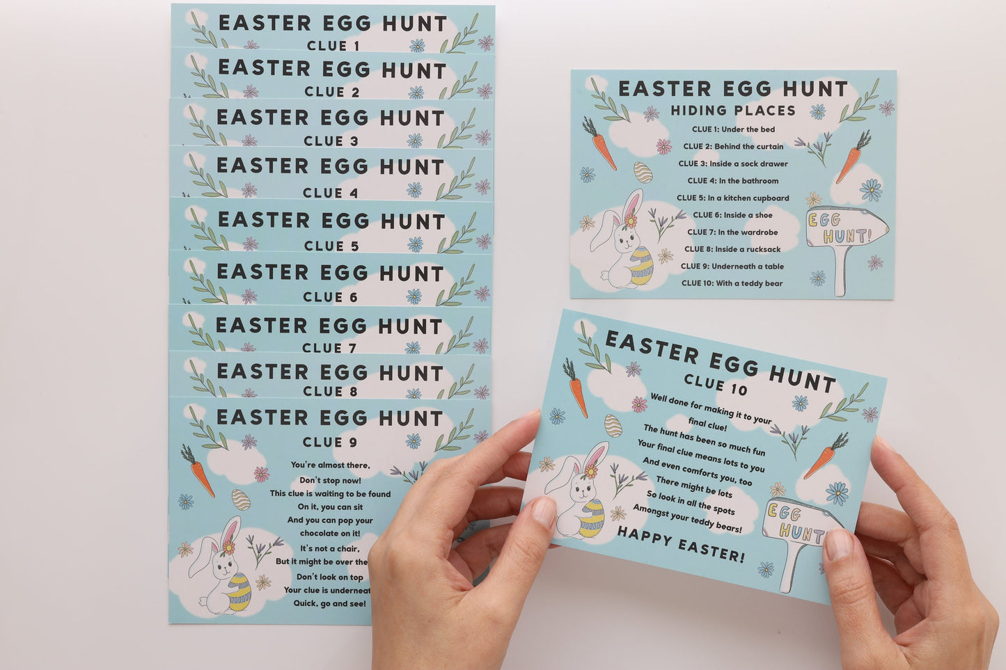 Easter Egg Hunt Indoor Clues Games Bag Basket Ideas Party Trail Set 10 Cards