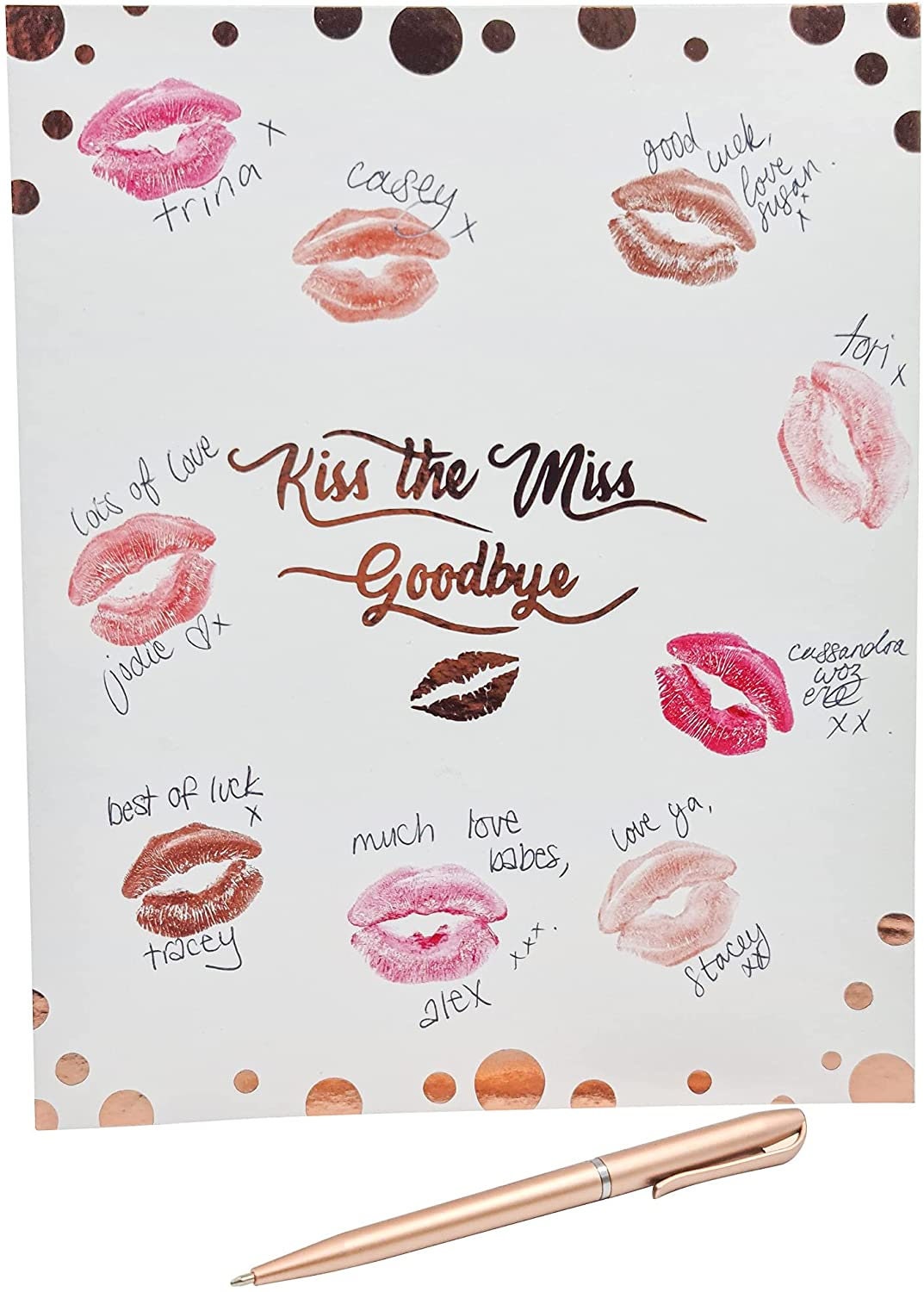 Hen Party Game Accessories Kiss The Miss Goodbye Rose Gold Foil Do Gift Keepsake