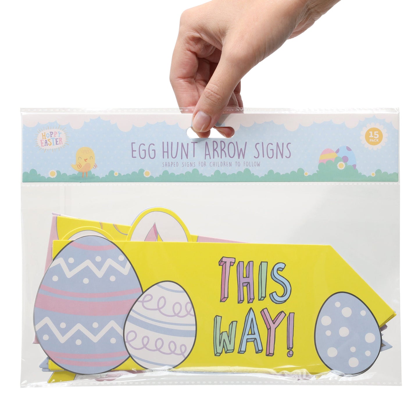 Easter Egg Hunt Arrow Signs: Kids Trail Game Decorations (15 Pack)