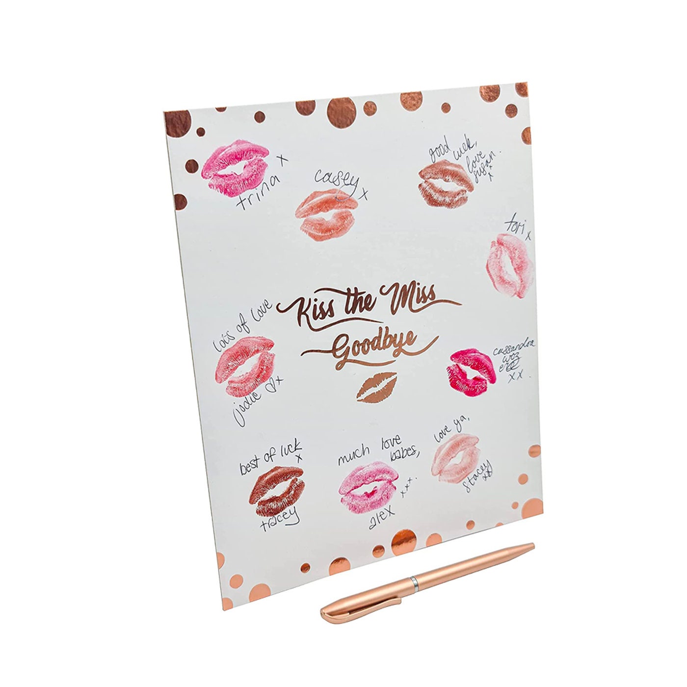 Hen Party Game Accessories Kiss The Miss Goodbye Rose Gold Foil Do Gift Keepsake