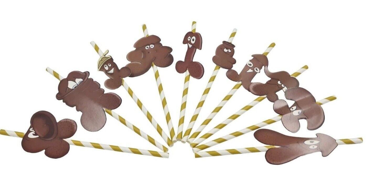 20 Paper Brown Hen Party Night Straws Willy Accessories Girls Out Do Novelty Fun Keechi & co.