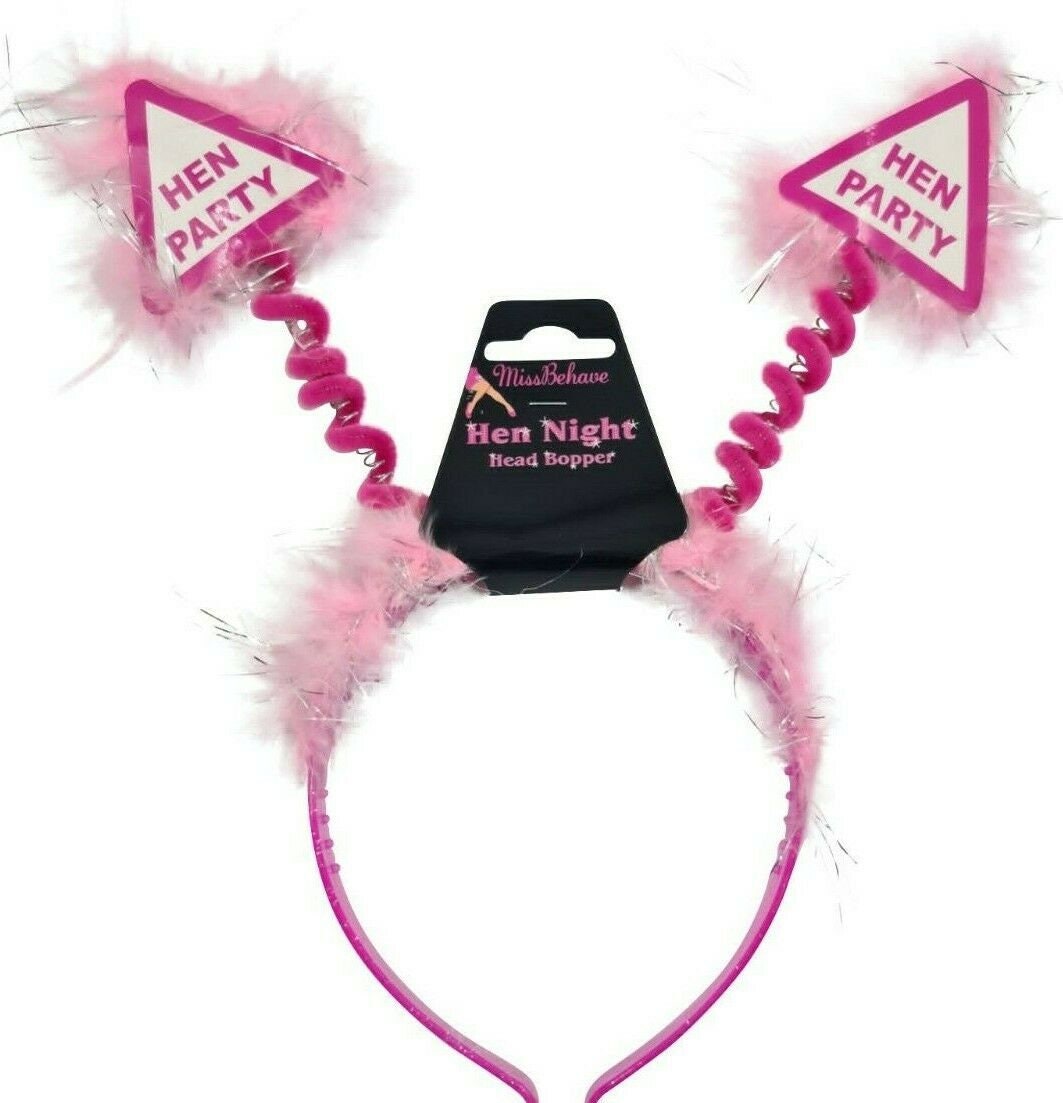 3pcs Hen Party Set Head Boppers Sash & Badge Night Out Pink Headband