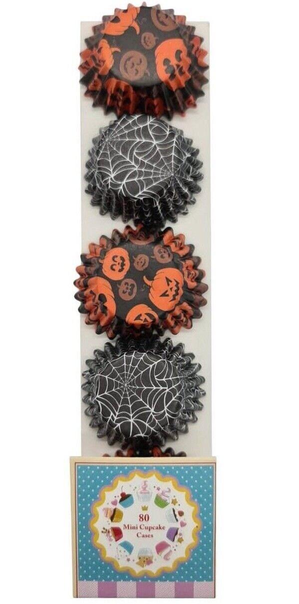 80 Mini Halloween Cupcake Cases Baking Muffin Cake Petits Fours Pumpkin Cobweb Keechi & co.