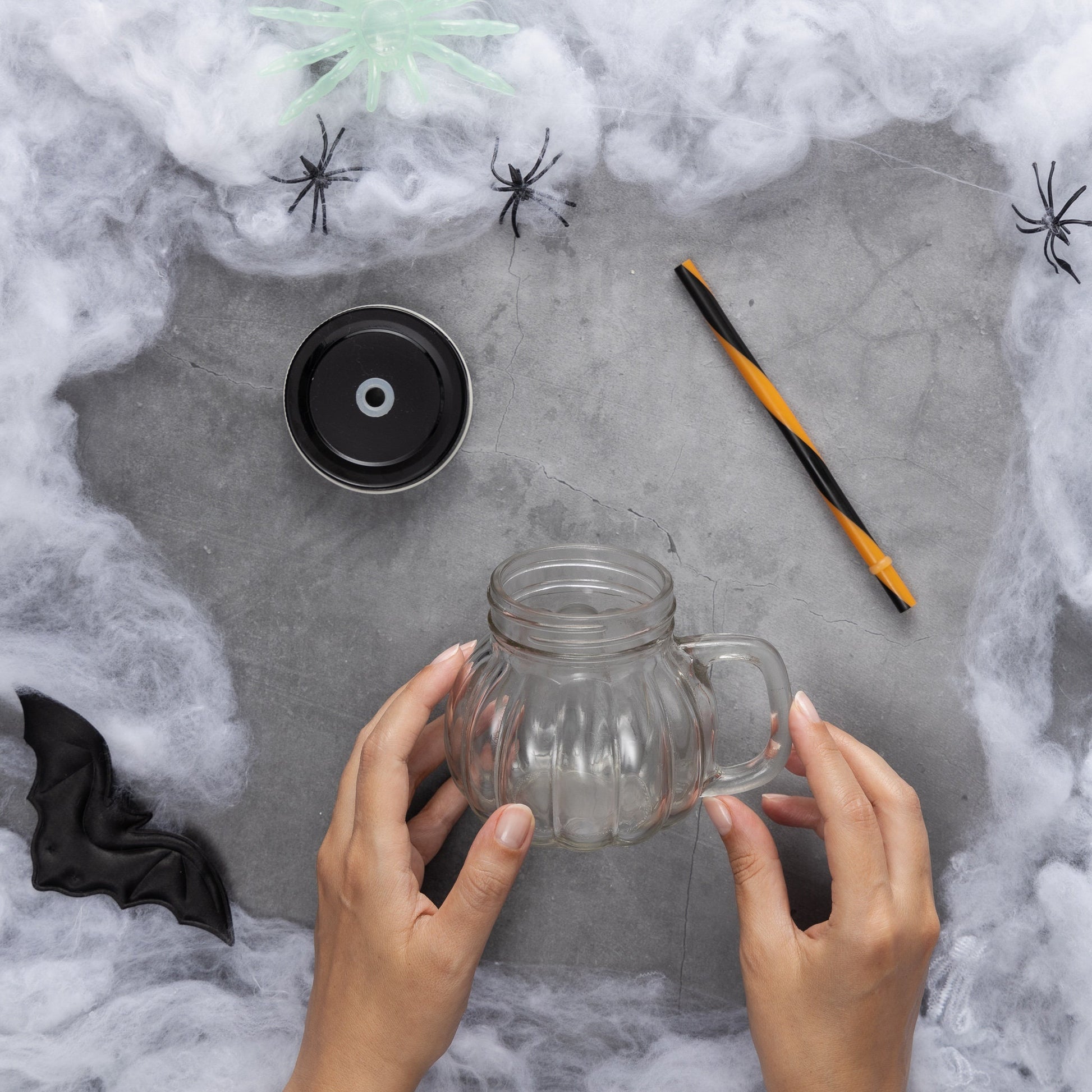 6 Pumpkin Glass Jar & Straw 350ml Halloween Cocktail Home Tableware Drinkware Etsy