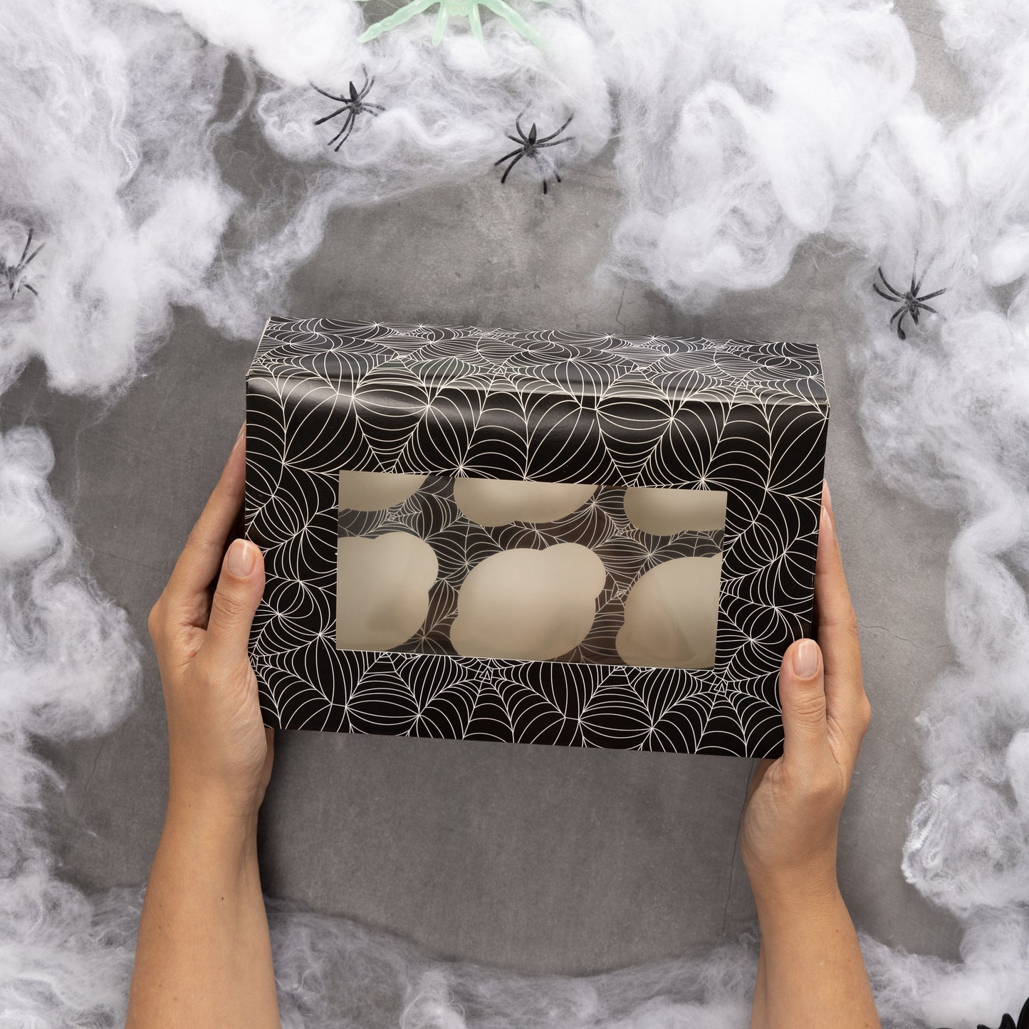 2 to 10 Halloween 6 Hole Cupcake Boxes Black Orange Cobweb Pumpkin Windowed Insert Etsy