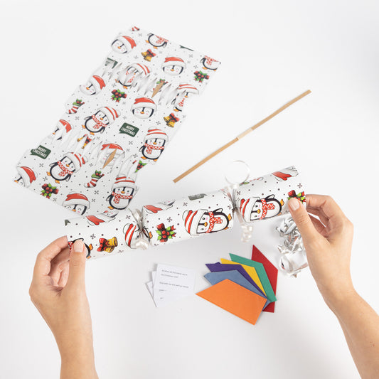 12 X Make Your Own Christmas Cracker kit Hats Snaps Crackers Jokes Ribbon penguin Etsy