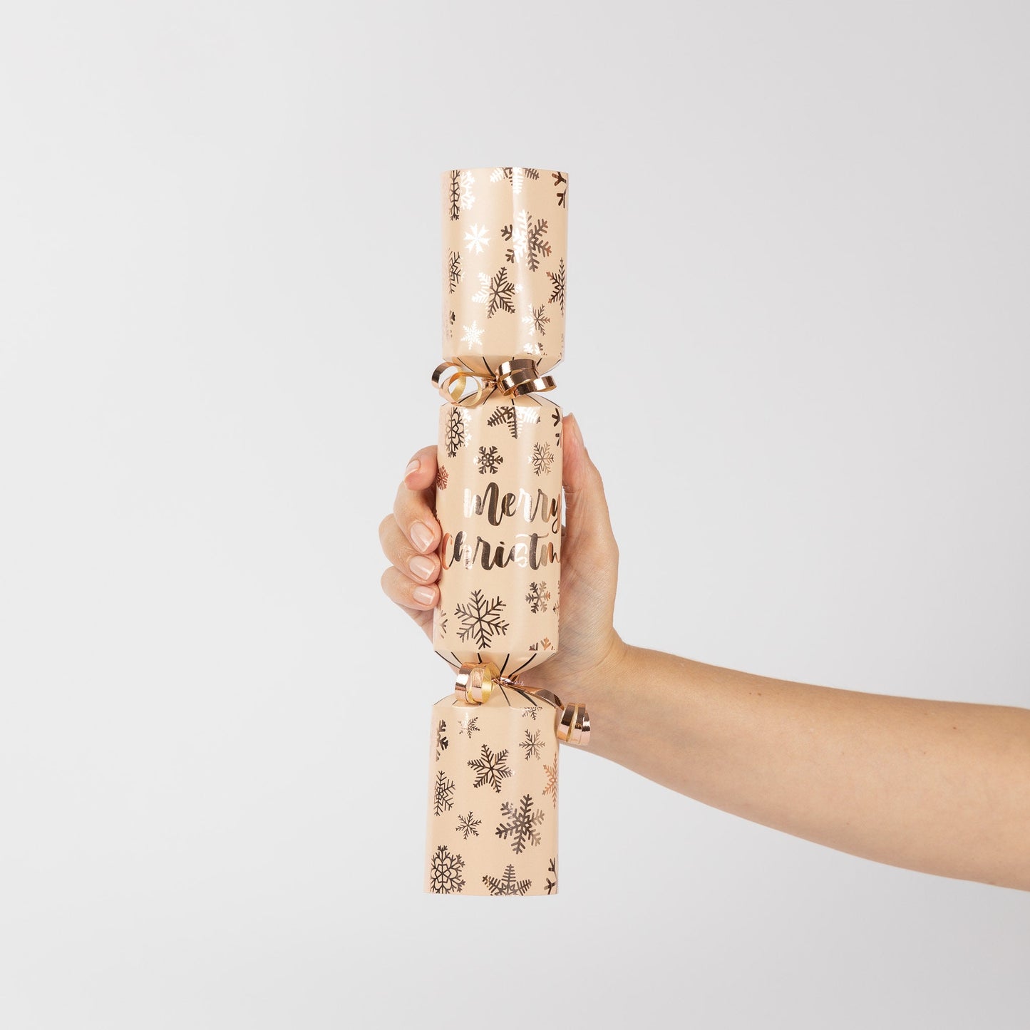 DIY Christmas Cracker Kit: Rose Gold Ribbon, Hats, Snaps, Jokes (12 Pack)