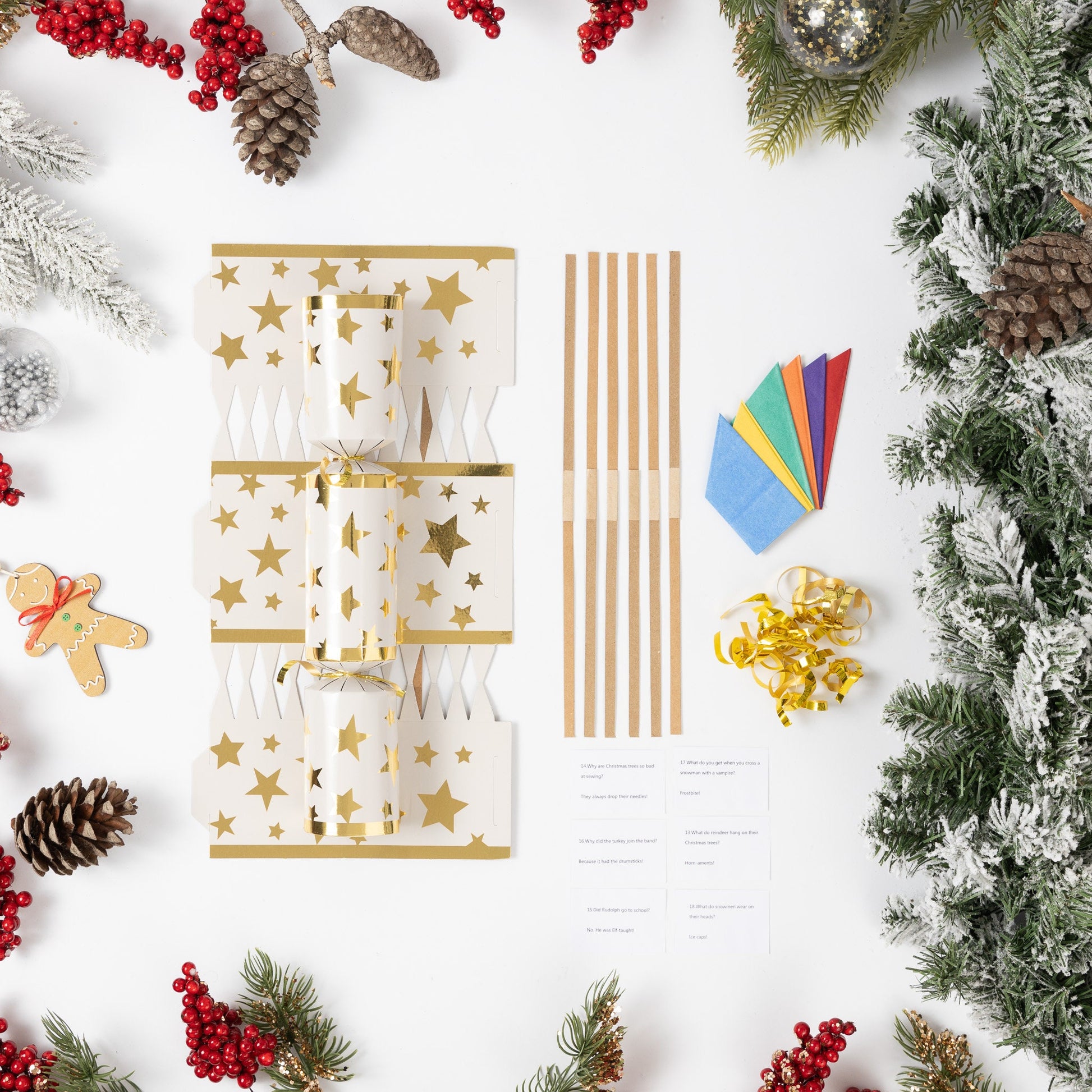 Make Your Own Christmas Cracker kit Hats Snaps Crackers Jokes gold star Etsy