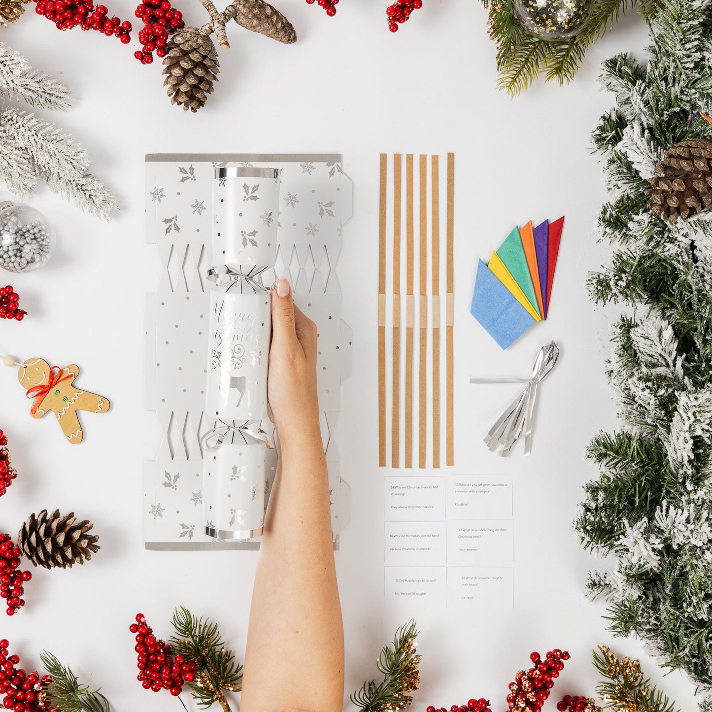 Make Your Own Christmas Cracker kit Crackers Hats Snaps silver deer Etsy