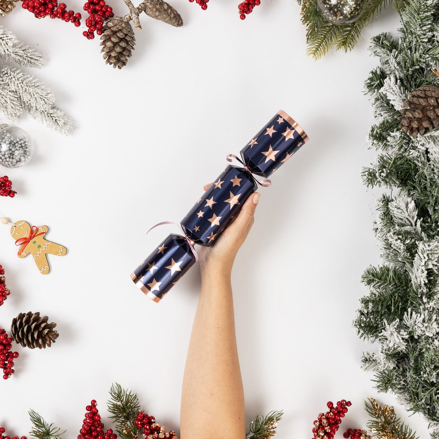 Make Your Own Christmas Cracker kit Crackers Hats Snaps Navy rose star