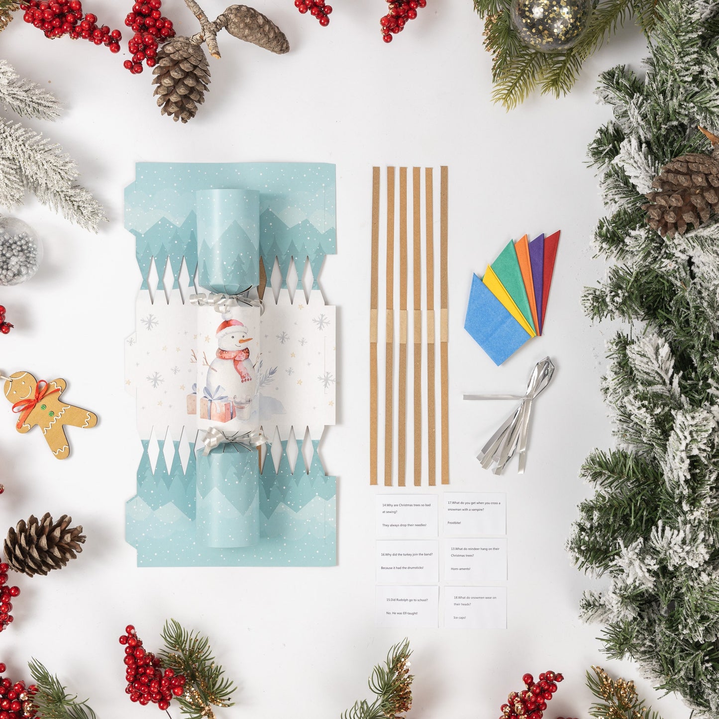 Make Your Own Christmas Cracker kit Crackers Hats Snaps snowman Keechi & co.