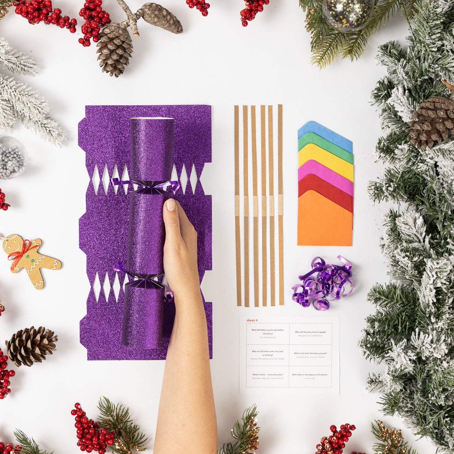 Make Your Own Christmas Cracker kit Crackers Hats Snaps Purple glitter Etsy