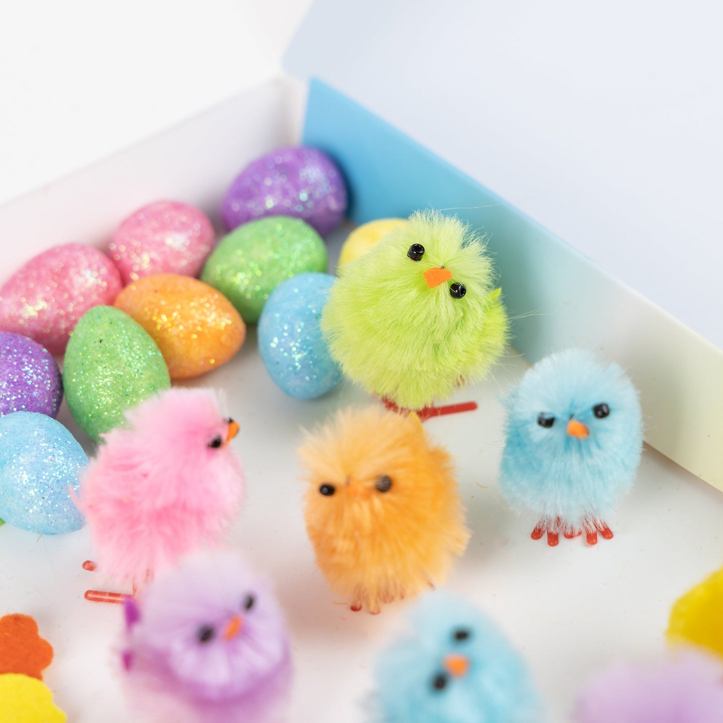 Easter Craft Set: Felt Bunny, Chicks, Flowers & Glitter Eggs