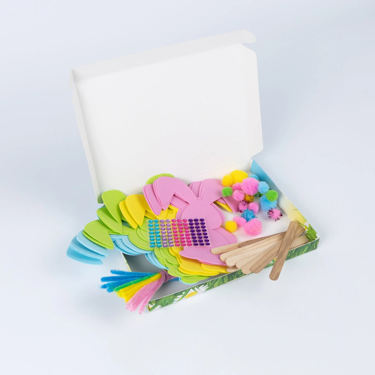 Easter Craft Set Box Decorative Stickers Cute Crafts Pom-Poms Sticks Gems Bunny Keechi & co.