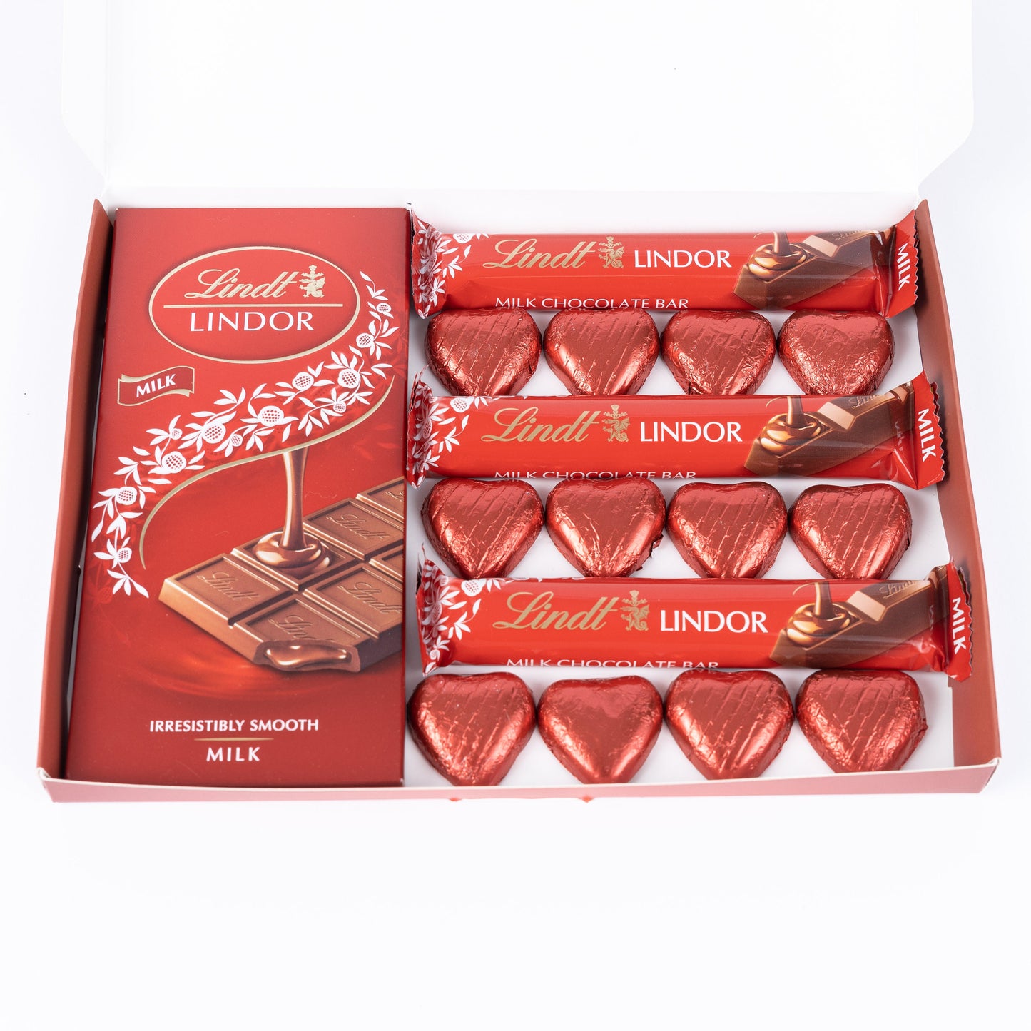 Lindt Lindor Milk Chocolate Bars & Hearts Gift Box Hamper Valentines Present