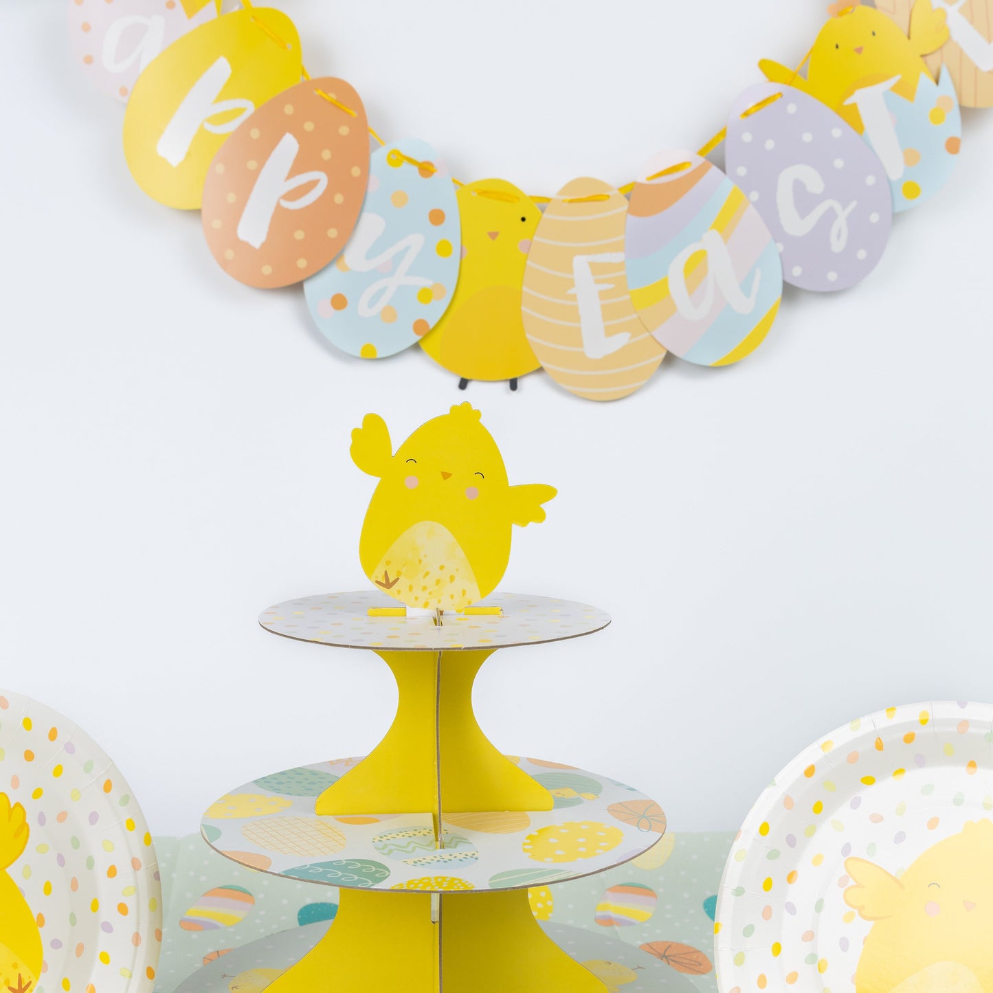 8 Pcs Chick Paper Plates Cups Napkins Party Table Cloth Cupcake Stand Keechi & co.