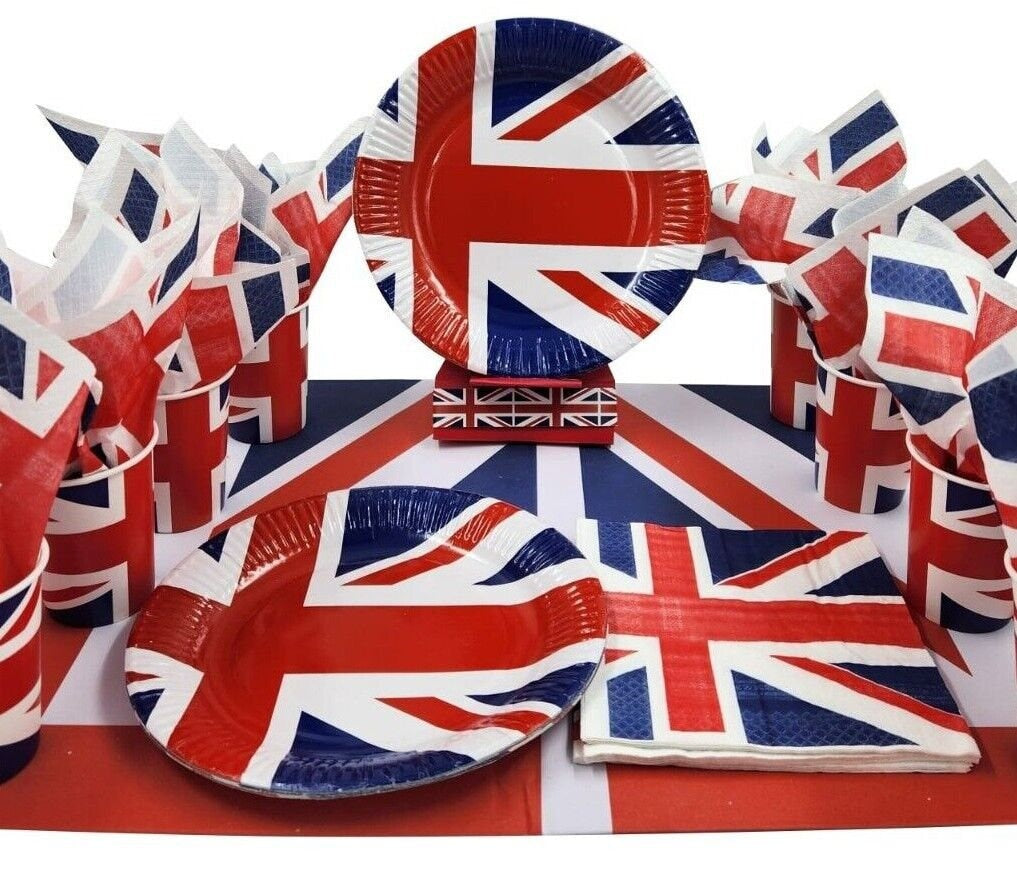Union Jack Plates Cups Napkins Tablecloth Party set King Charles Coronation Etsy